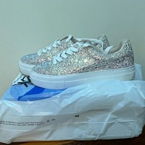 Betsy Johnson silver sparkle shoes